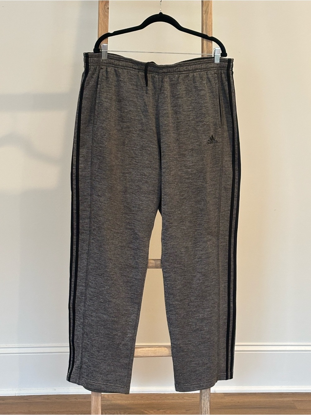 adidas | Climawarm Men’s Heather Gray Sweatpants with Black Side Stripes